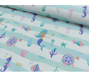 Jersey - Little happy Mermaid pastell mint gestreift